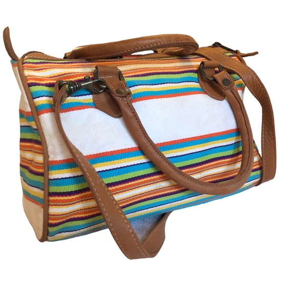 Unisa Handbags - Unisa Canvas Bright Striped Bag